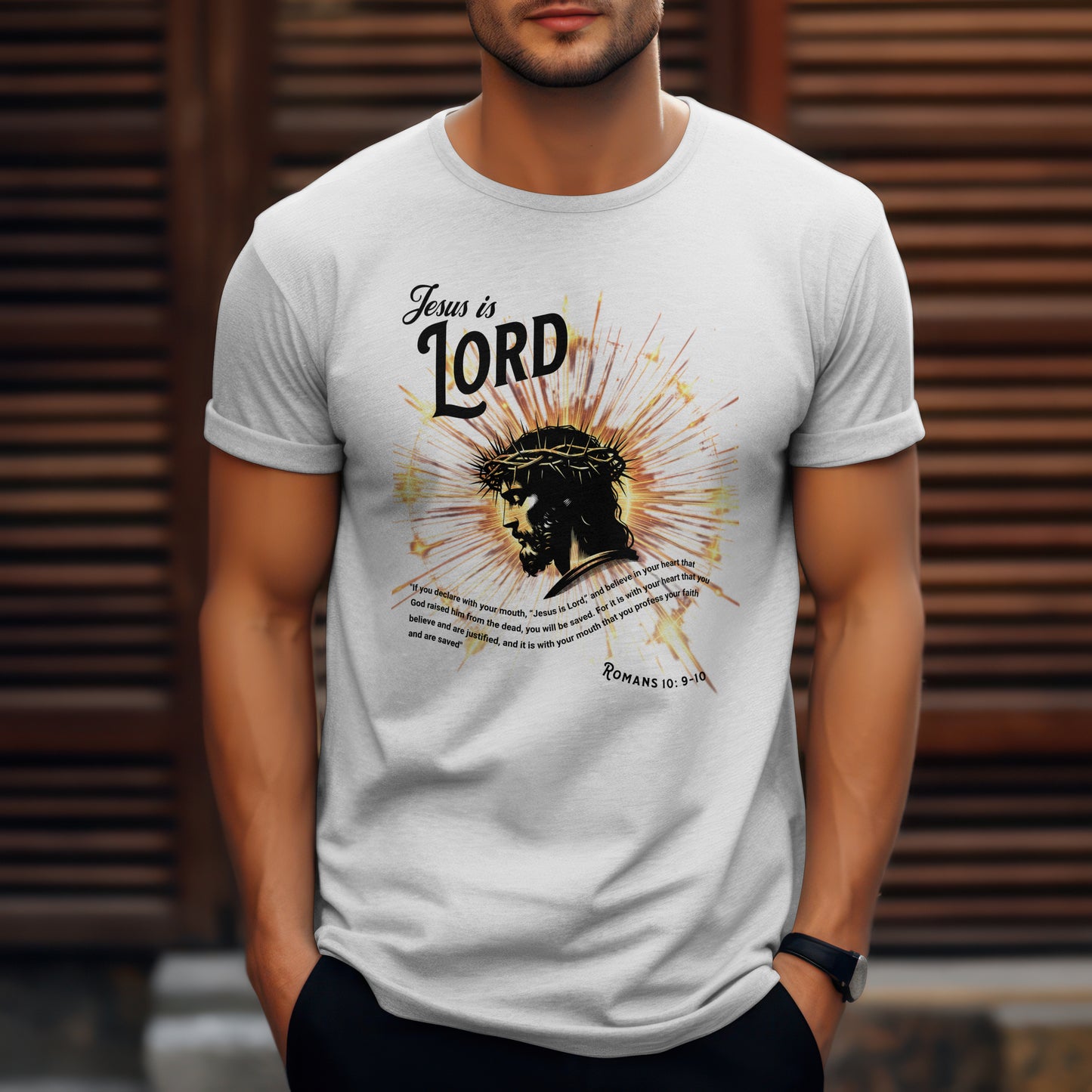 Jesus Is Lord Romans 10:9-10 Men's T-Shirt